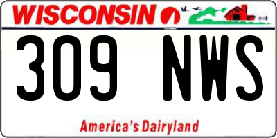 WI license plate 309NWS