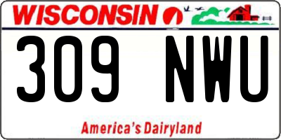 WI license plate 309NWU