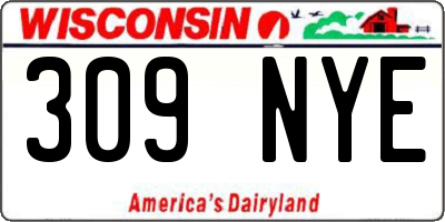 WI license plate 309NYE
