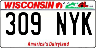 WI license plate 309NYK