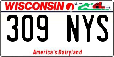 WI license plate 309NYS