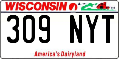 WI license plate 309NYT
