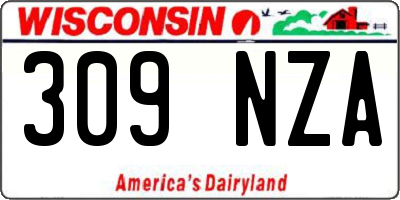 WI license plate 309NZA
