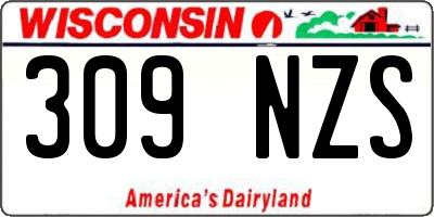 WI license plate 309NZS