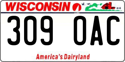 WI license plate 309OAC
