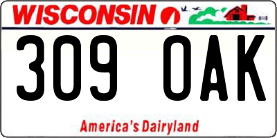 WI license plate 309OAK