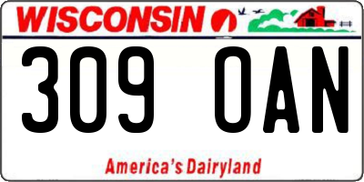 WI license plate 309OAN