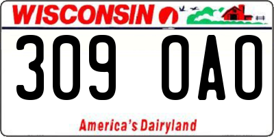 WI license plate 309OAO