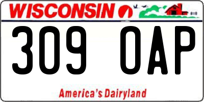 WI license plate 309OAP