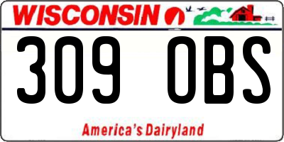 WI license plate 309OBS
