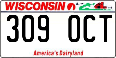 WI license plate 309OCT