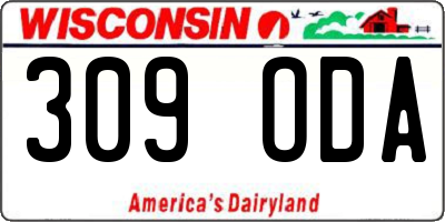 WI license plate 309ODA
