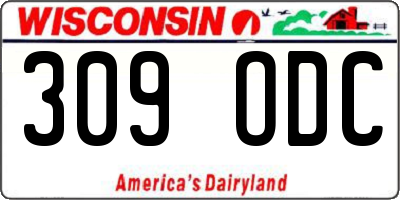 WI license plate 309ODC
