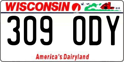 WI license plate 309ODY