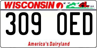 WI license plate 309OED