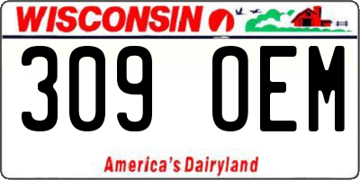 WI license plate 309OEM