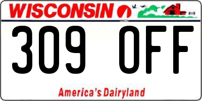WI license plate 309OFF