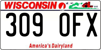 WI license plate 309OFX
