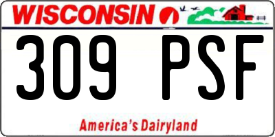 WI license plate 309PSF
