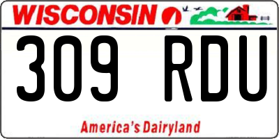 WI license plate 309RDU