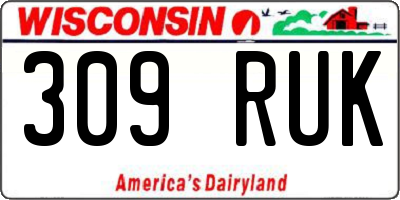 WI license plate 309RUK