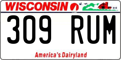 WI license plate 309RUM