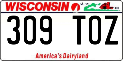 WI license plate 309TOZ