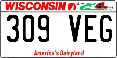 WI license plate 309VEG