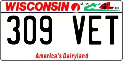 WI license plate 309VET
