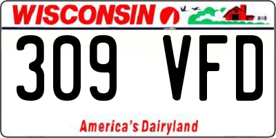 WI license plate 309VFD
