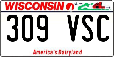 WI license plate 309VSC
