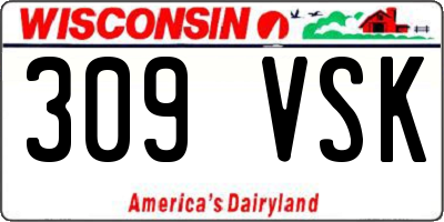 WI license plate 309VSK