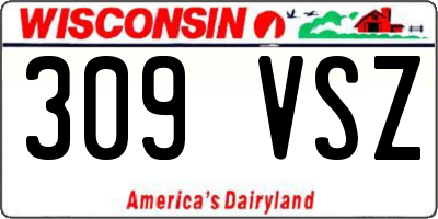 WI license plate 309VSZ