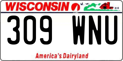 WI license plate 309WNU