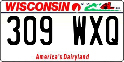 WI license plate 309WXQ