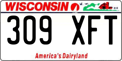 WI license plate 309XFT