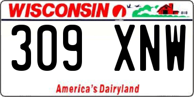 WI license plate 309XNW