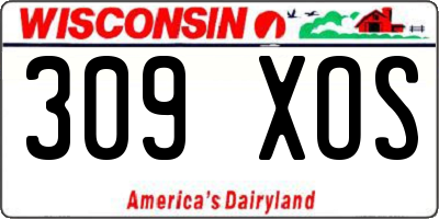 WI license plate 309XOS