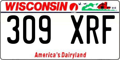 WI license plate 309XRF