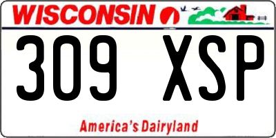 WI license plate 309XSP