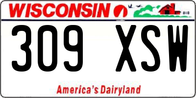 WI license plate 309XSW