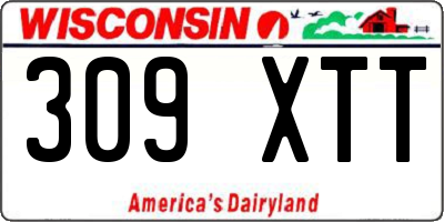 WI license plate 309XTT