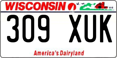 WI license plate 309XUK