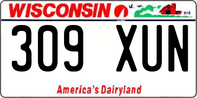WI license plate 309XUN