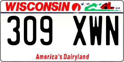 WI license plate 309XWN