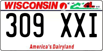 WI license plate 309XXI