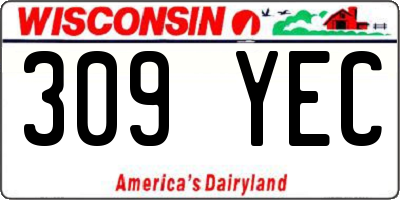 WI license plate 309YEC