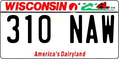 WI license plate 310NAW