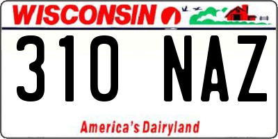 WI license plate 310NAZ