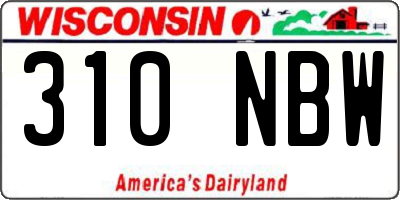 WI license plate 310NBW